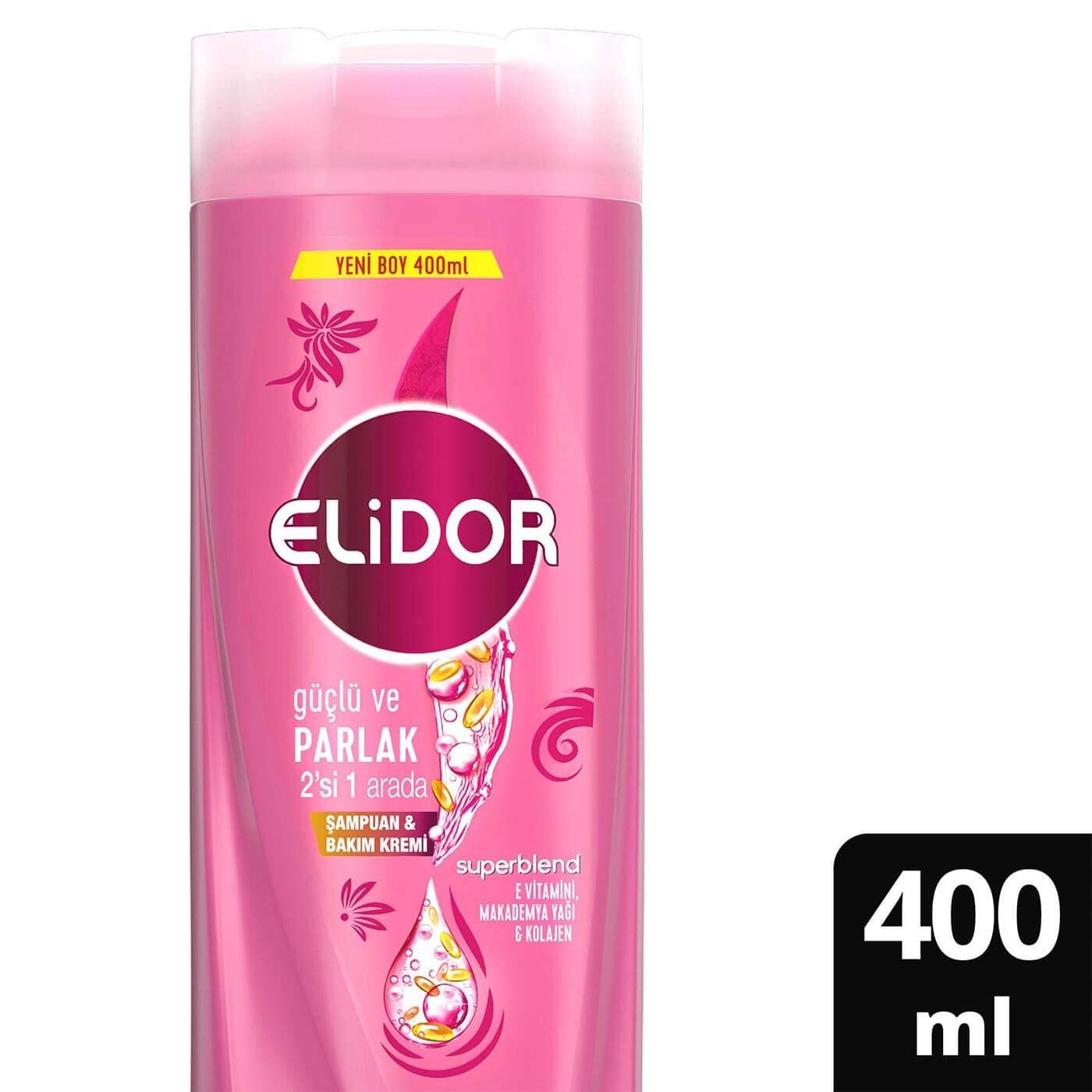 Elidor Şampuan Güçlü Parlak 2'si 1 Arada 400 ml (Pembe) - Batman Sanal Market