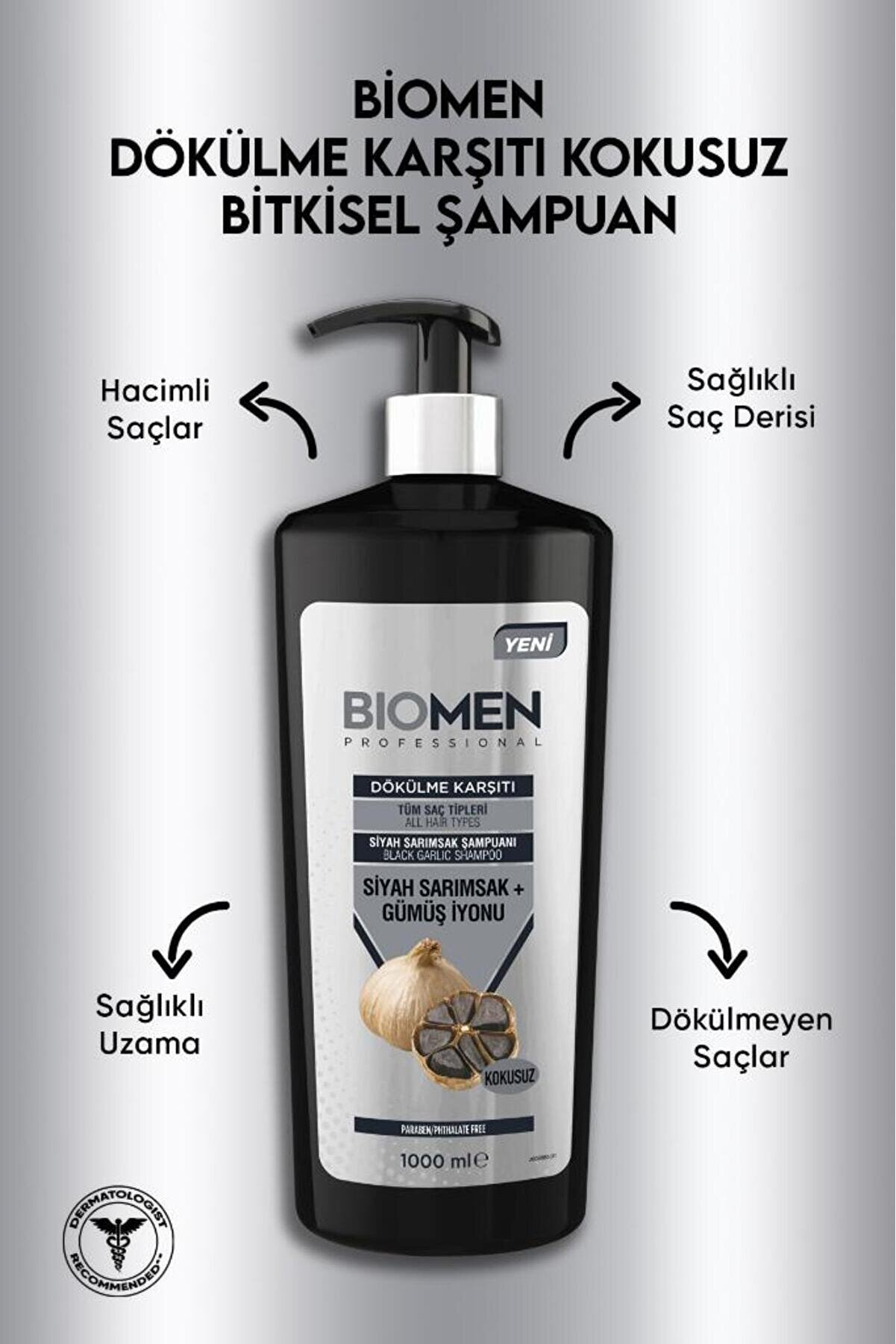 BIOMEN Dökülme Karşıtı Siyah Sarımsaklı Şampuan 1000ML - Batman Sanal Market