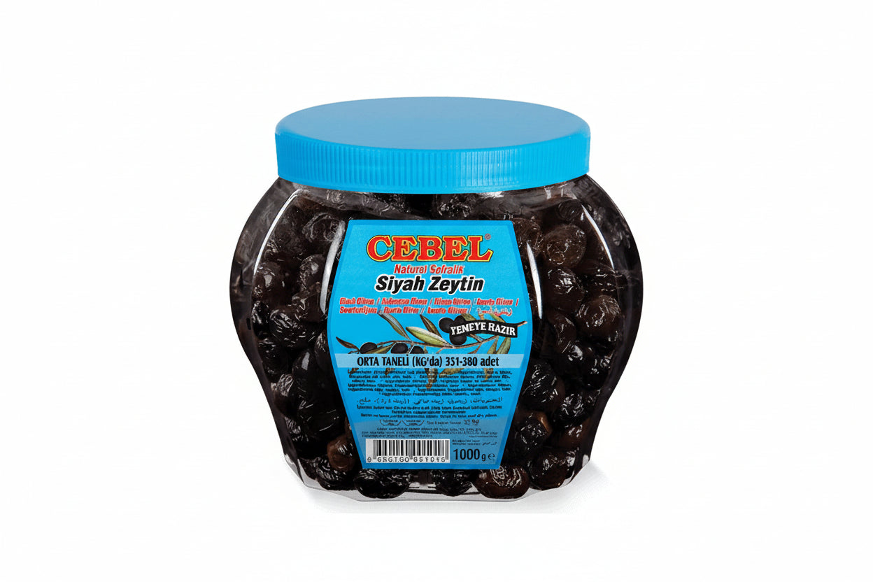 CEBEL SİYAH ZEYTİN ORTA TANELİ 1 KG (MAVİ) - Batman Sanal Market