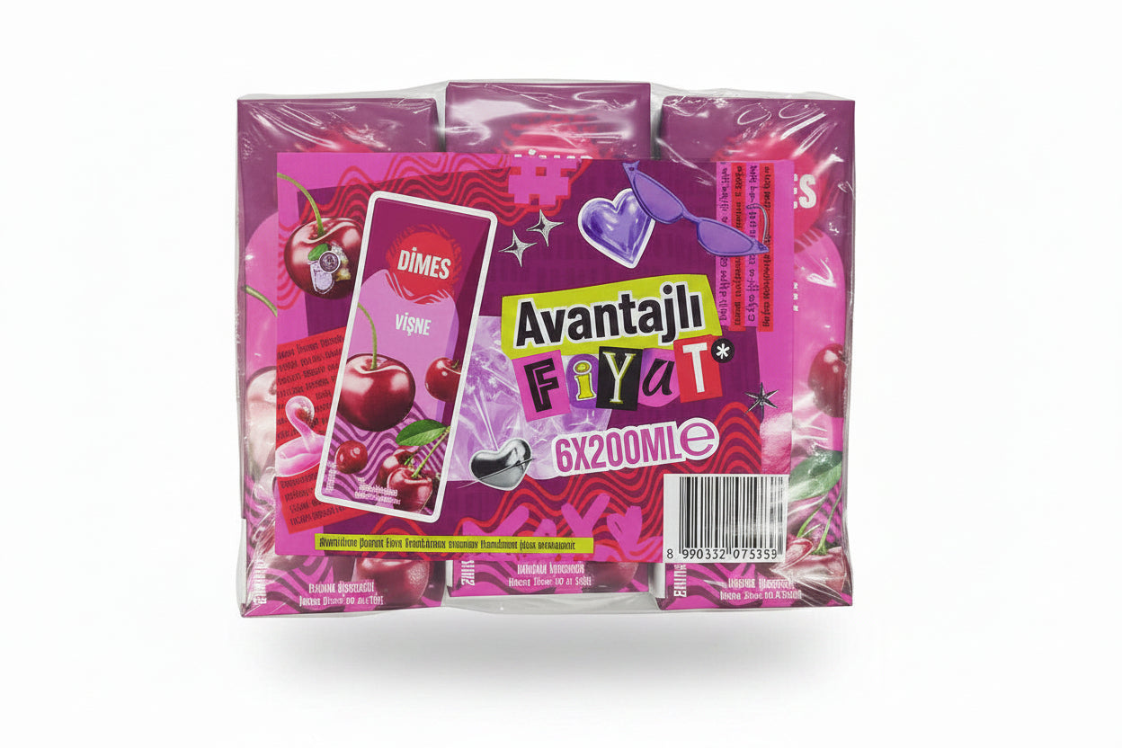 Dimes Vişne Meyve Suyu 200 Ml (6'lı Paket) - Batman Sanal Market