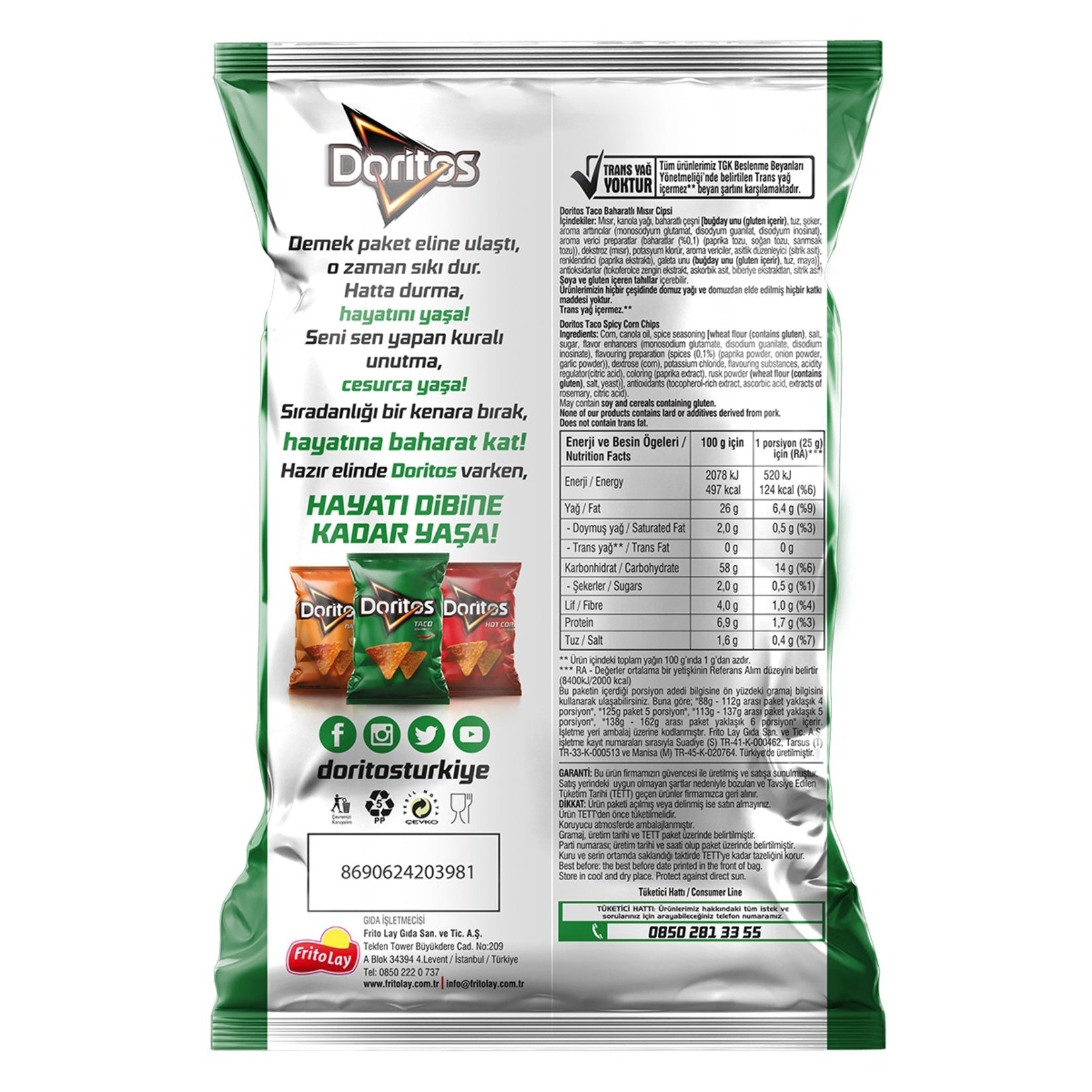 Doritos Süper Boy Taco Baharat Çeşnili 121 Gr