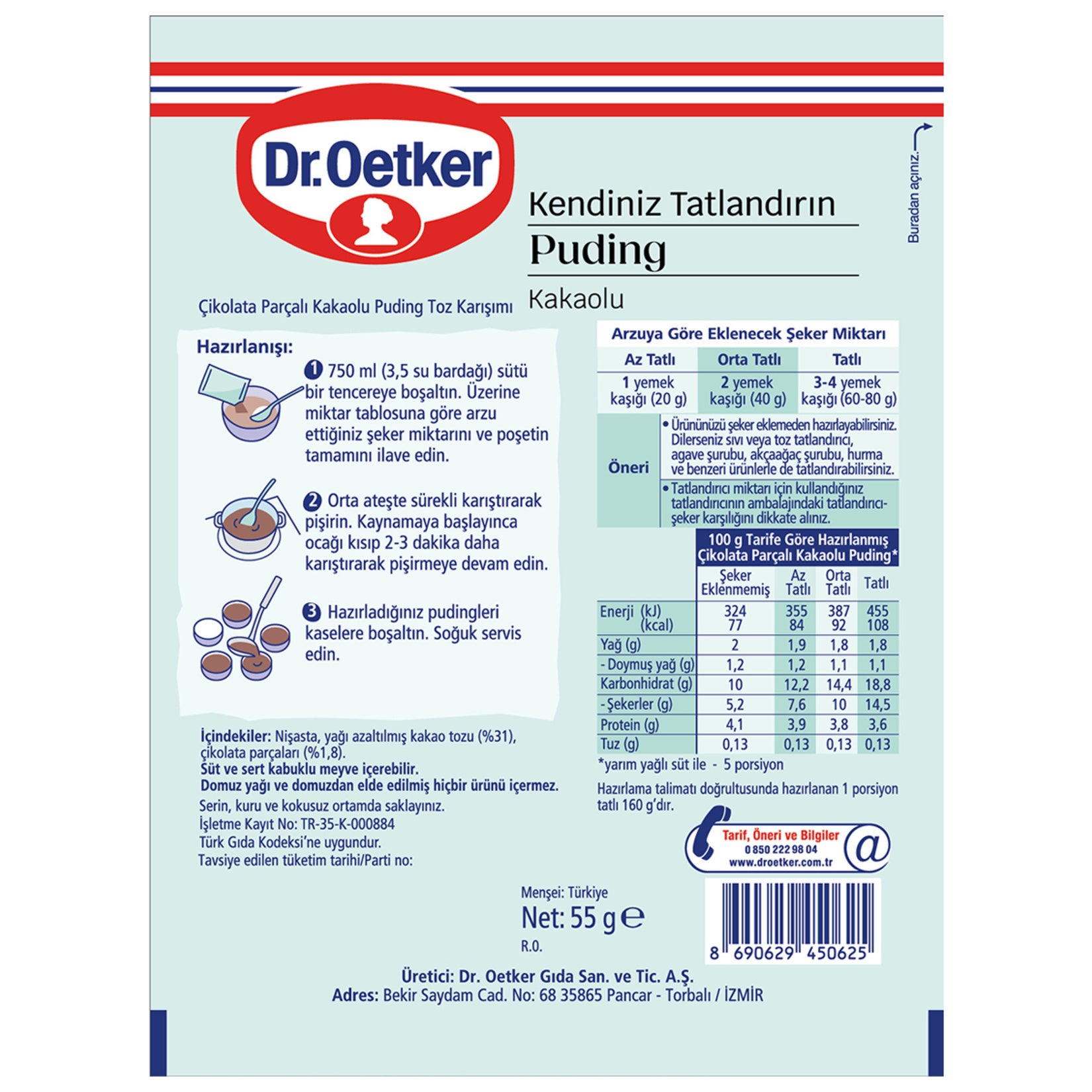 DR OETKER Kendinizi Tatlandırın Kakaolu Puding 55gr - Batman Sanal Market