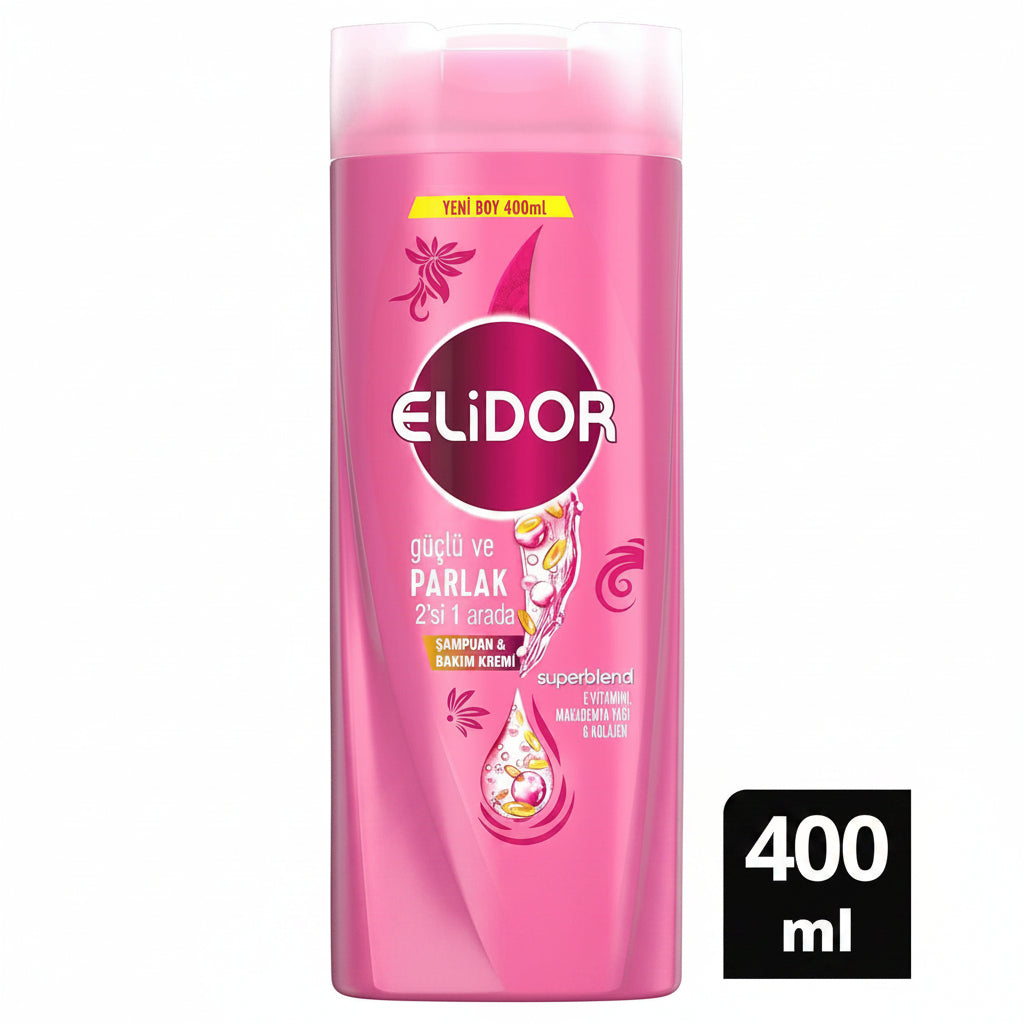 Elidor Şampuan Güçlü Parlak 2'si 1 Arada 400 ml (Pembe)