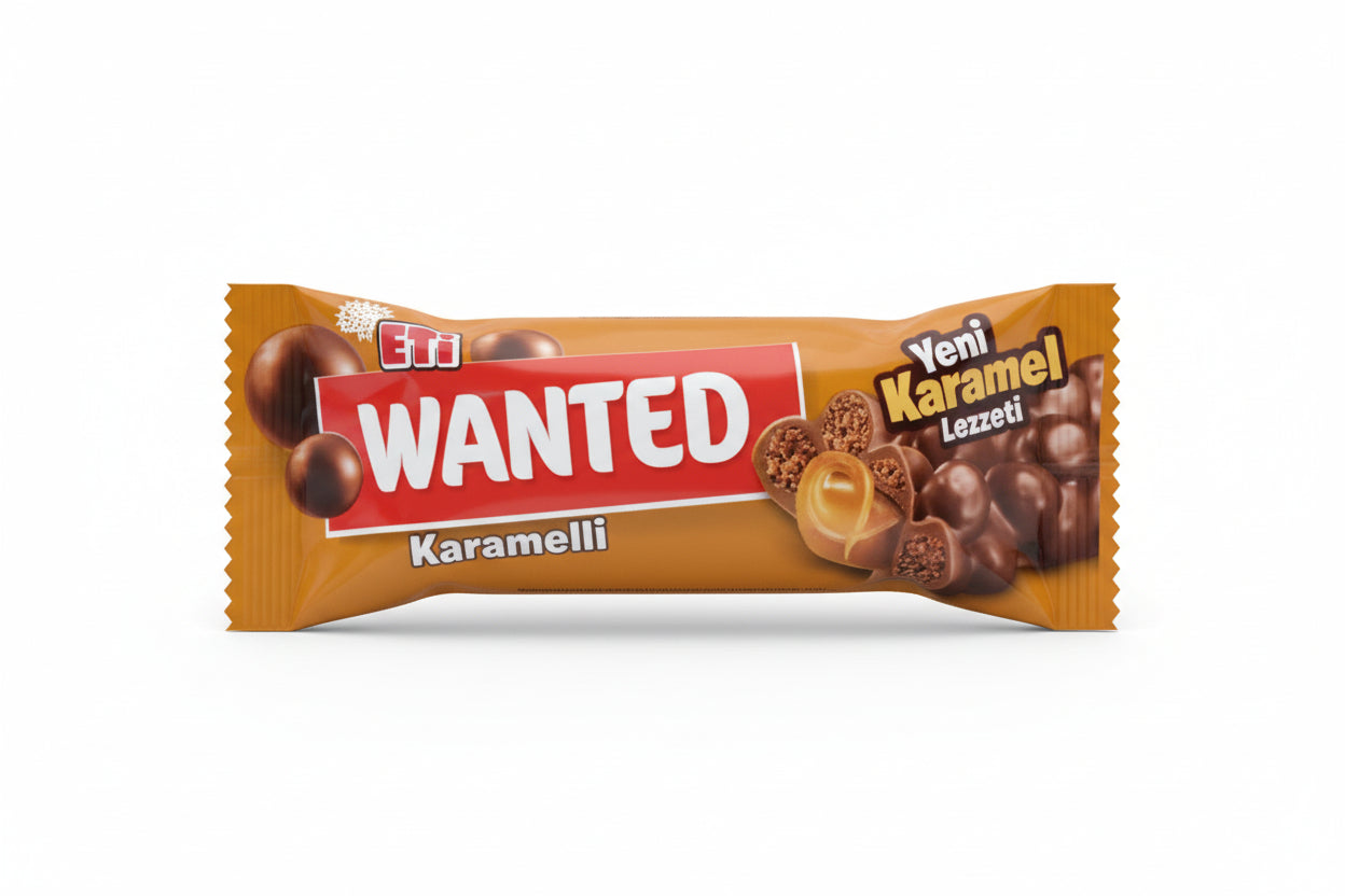 ETİ Wanted Karamel Dolgulu Bar Çikolata 22 Gr - Batman Sanal Market