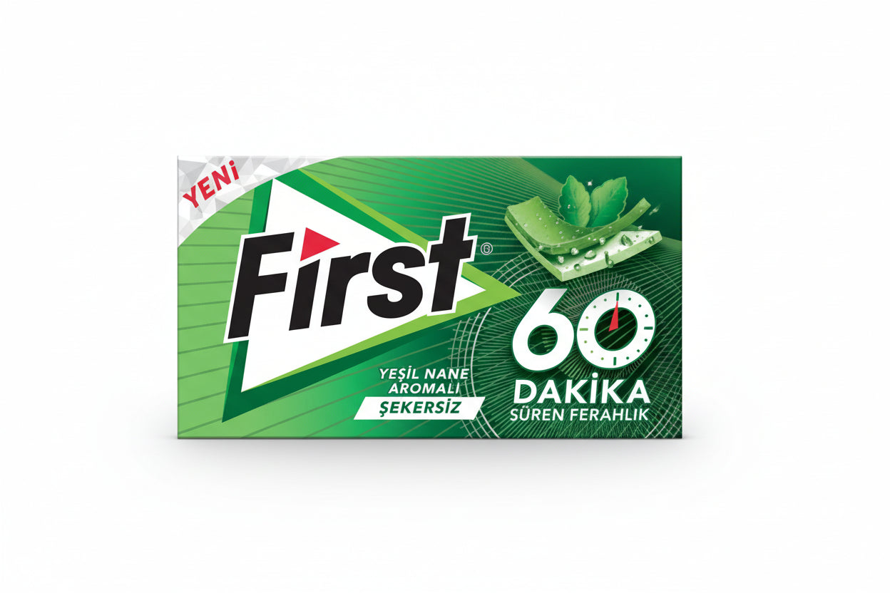 FİRST 60 DAKİKA SAKIZ YEŞİL NANE 27 GR - Batman Sanal Market