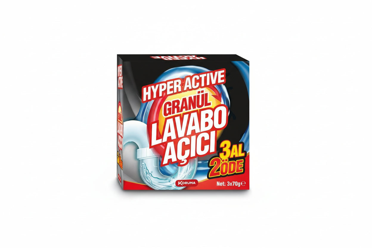 HYPER ACTIVE Granül Lavabo Açıcı 3x70 Gr - Batman Sanal Market