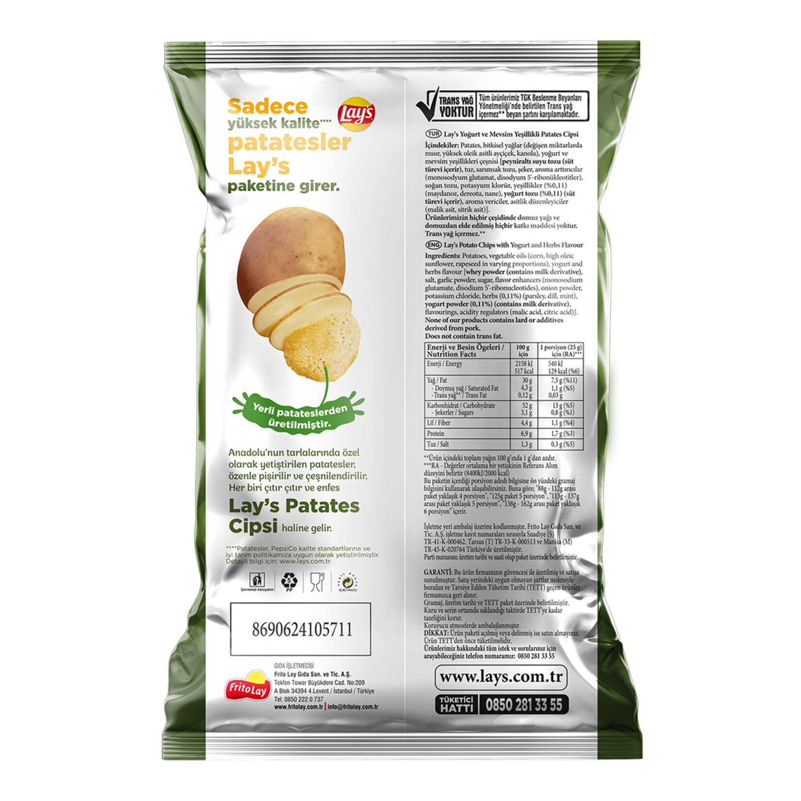 Lays Süper Boy Yoğurt Mevsim Yeşillikleri 109 Gr