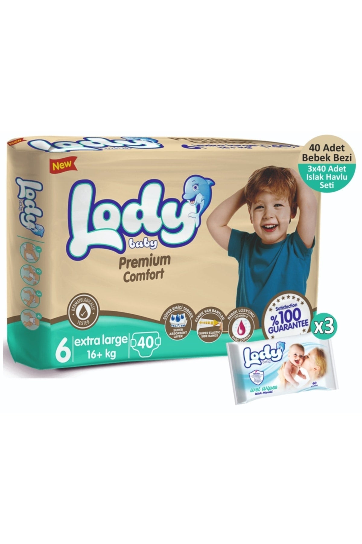 Lody Baby Bebek Bezi - Beden 6 (40 Adet) - Batman Sanal Market