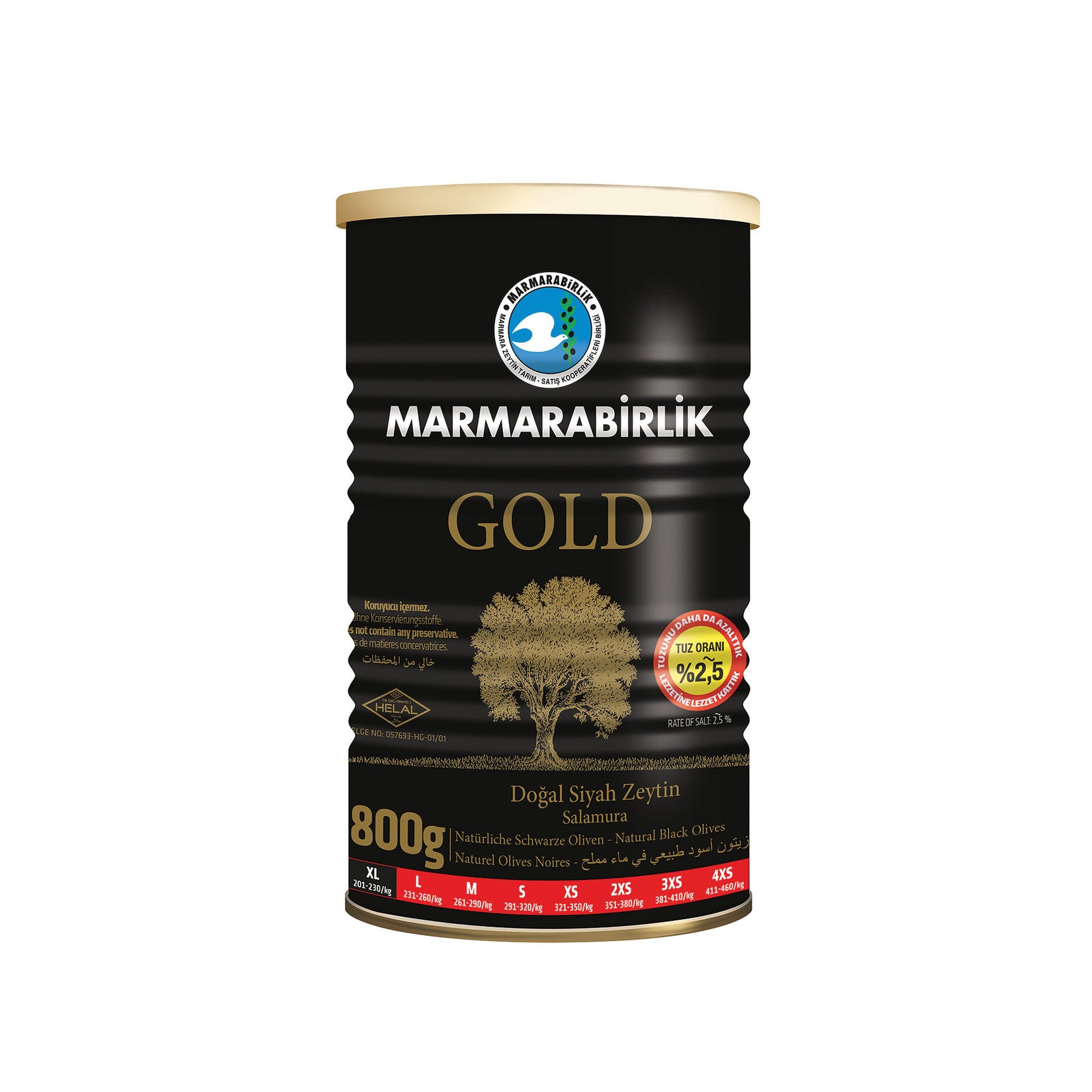 M.BİRLİK Zeytin Salamura Gold 201-230 (XL) 800 GR - Batman Sanal Market