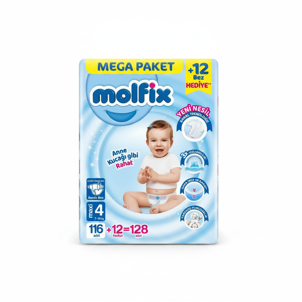Molfix Mega Paket Bebek Bezi 4 Numara (116+12 Adet)
