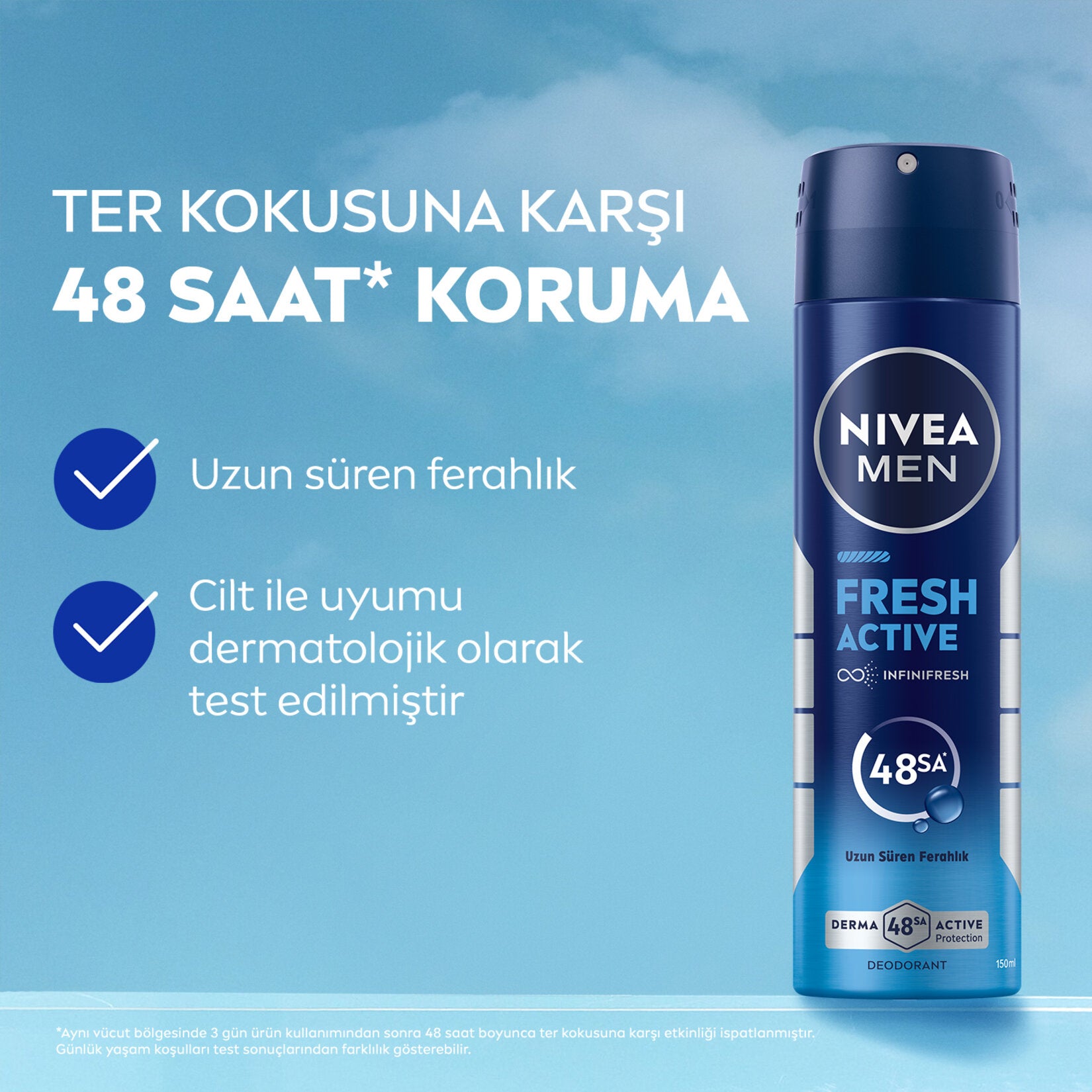 NIVEA MEN DEO FRESH ACTİVE OKYANUS 150ML - Batman Sanal Market