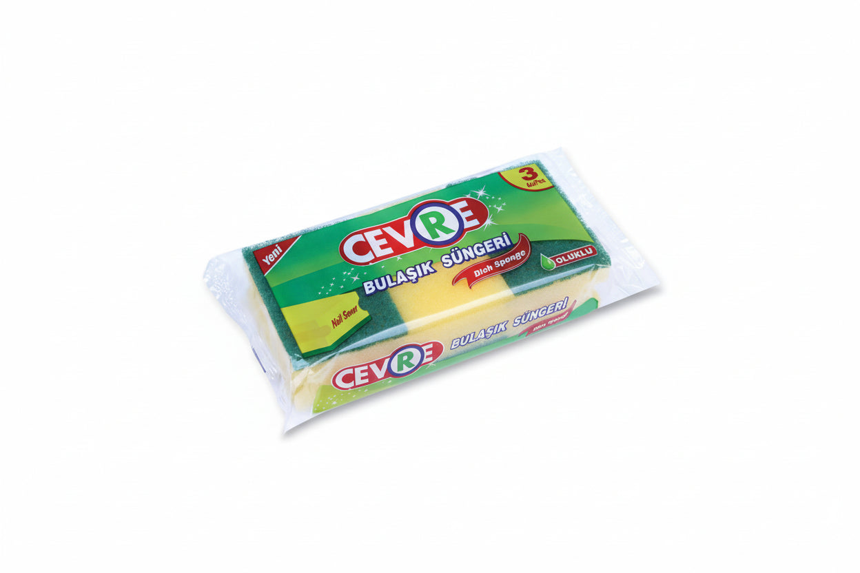 Çevre Bulaşık Süngeri Oluklu 3'lü