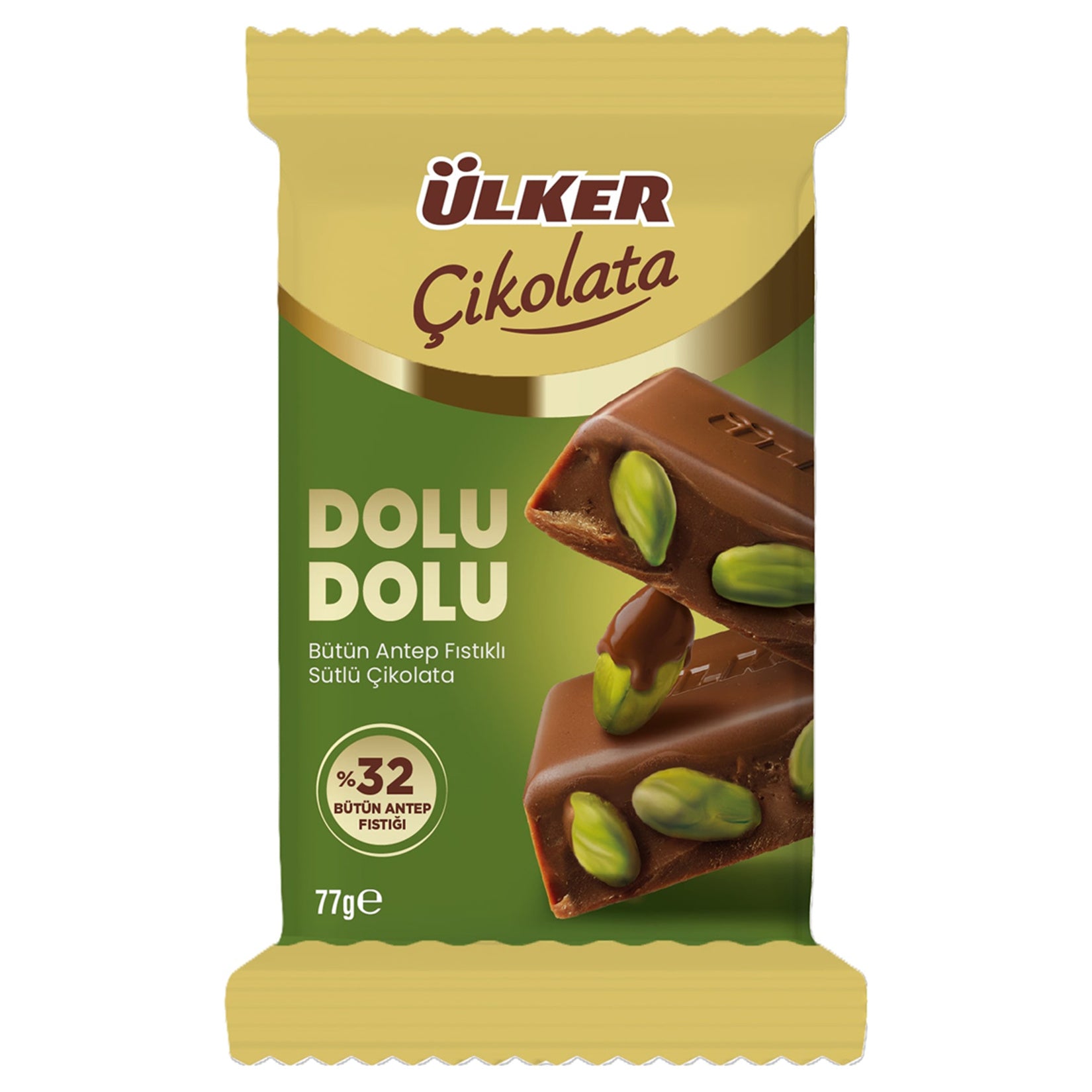 ÜLKER DOLU DOLU ANTEP FISTIKLI ÇİKOLATA 77 GR - Batman Sanal Market