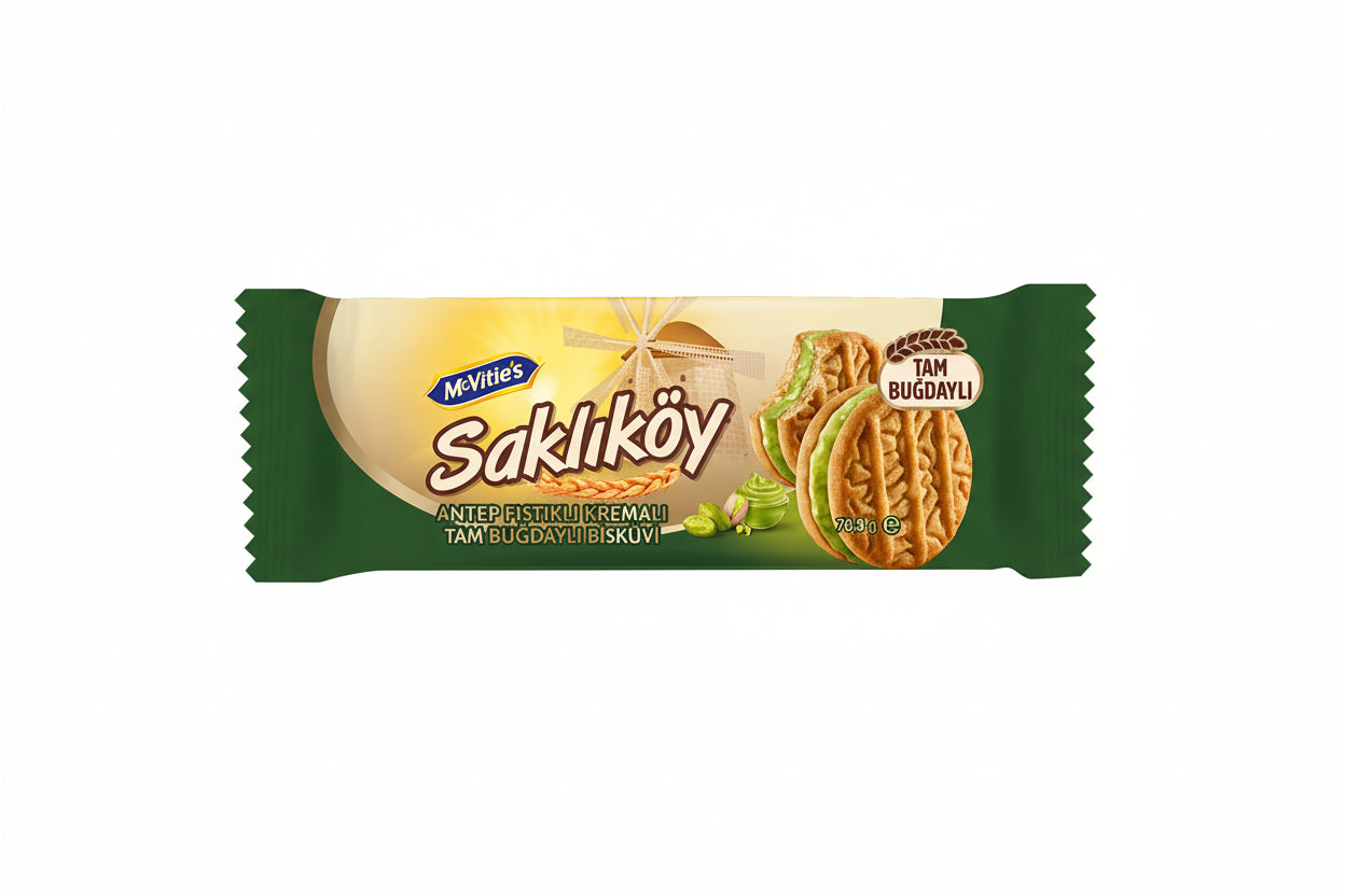 ÜLKER SAKLIKÖY ANTEP FISTIKLI KREMALI BİSKÜVİ 78 GR - Batman Sanal Market