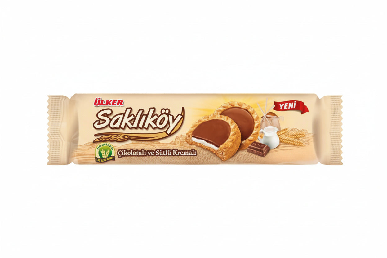 ÜLKER SAKLIKÖY ÇİKOLATA VE SÜTLÜ KREMALI 100 GR - Batman Sanal Market