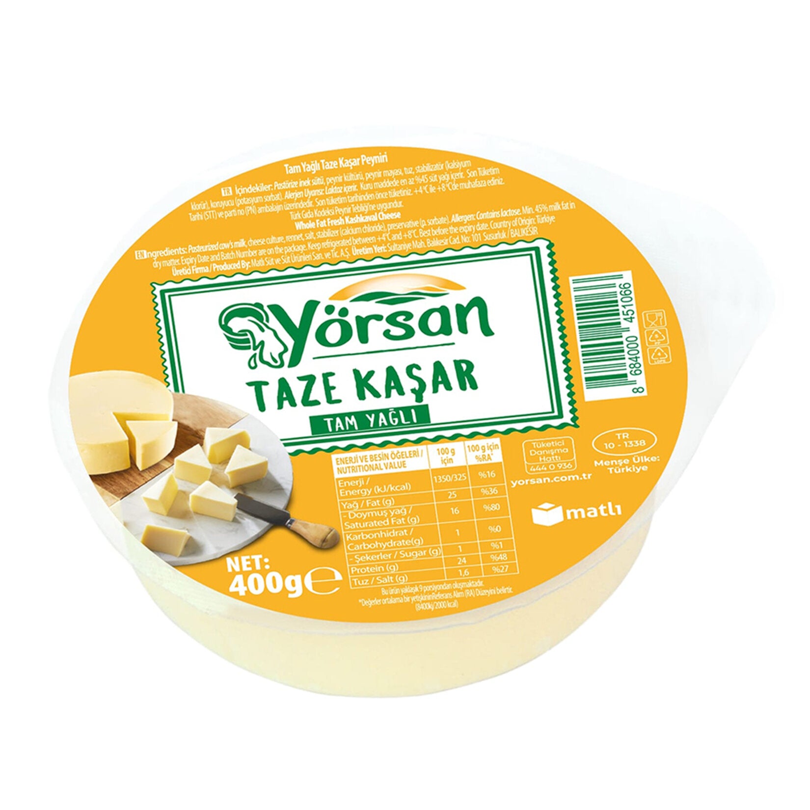 Yörsan Tam Yağlı Kaşar Peyniri 1 Kg